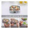 Cute Corgi Dog IllustrationMetal Pill Box 3-Compartment Portable Medication Boxs Compact Pill Case for Travel Vitamins Pill Organizer Daily Medication Storage Box view 4