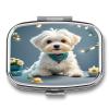 Lovely Maltese DogMetal Pill Box 3-Compartment Portable Medication Boxs Compact Pill Case for Travel Vitamins Pill Organizer Daily Medication Storage Box view 1