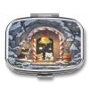 Christmas CaveMetal Pill Box 3-Compartment Portable Medication Boxs Compact Pill Case for Travel Vitamins Pill Organizer Daily Medication Storage Box view 1