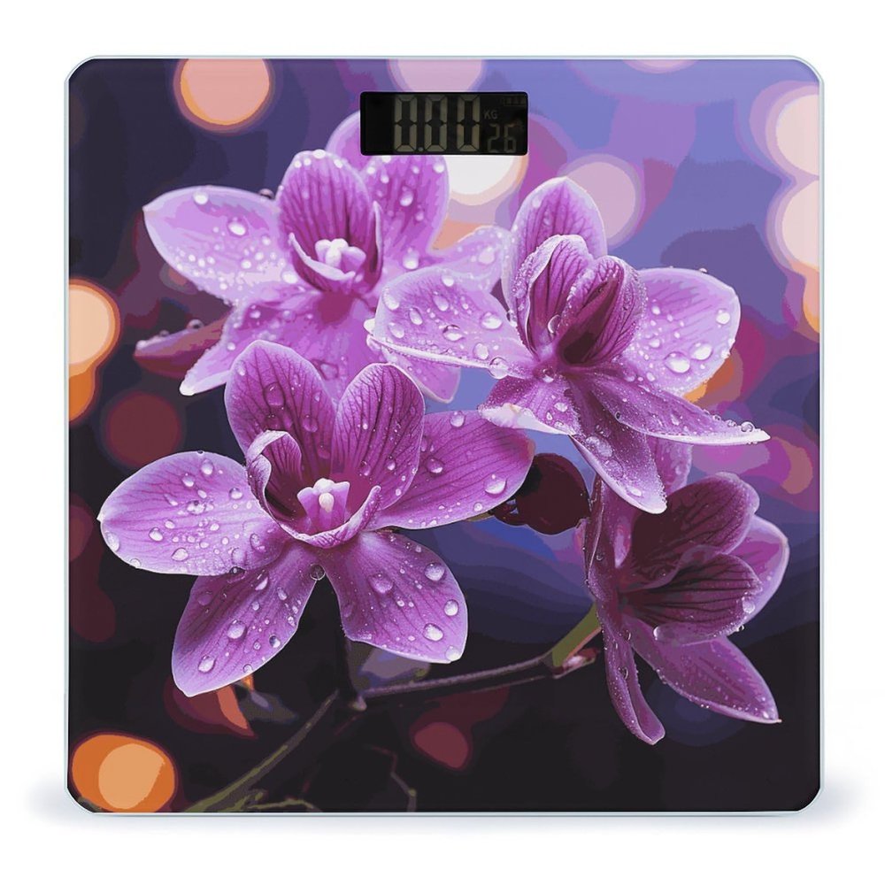 Purple Flower Bathroom Scale Ultra-Bright Liquid Crystal Screen Weight Scale Accurate Bathroom Body Scales for Body Weight Bathroom Pet Home Bedroom Gift-Giving