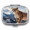 Panther & Mountain LionMetal Pill Box 3-Compartment Portable Medication Boxs Compact Pill Case for Travel Vitamins Pill Organizer Daily Medication Storage Box view 1