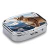 Panther & Mountain LionMetal Pill Box 3-Compartment Portable Medication Boxs Compact Pill Case for Travel Vitamins Pill Organizer Daily Medication Storage Box view 3