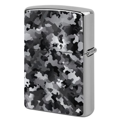 Flip-Top Metal Lighter Case for Outdoor, Windproof Lighters Shell Box for Man, Black White Gray Camouflage Lighters Cover Shell for Protect Lighter, Dad Husband Gift Collect