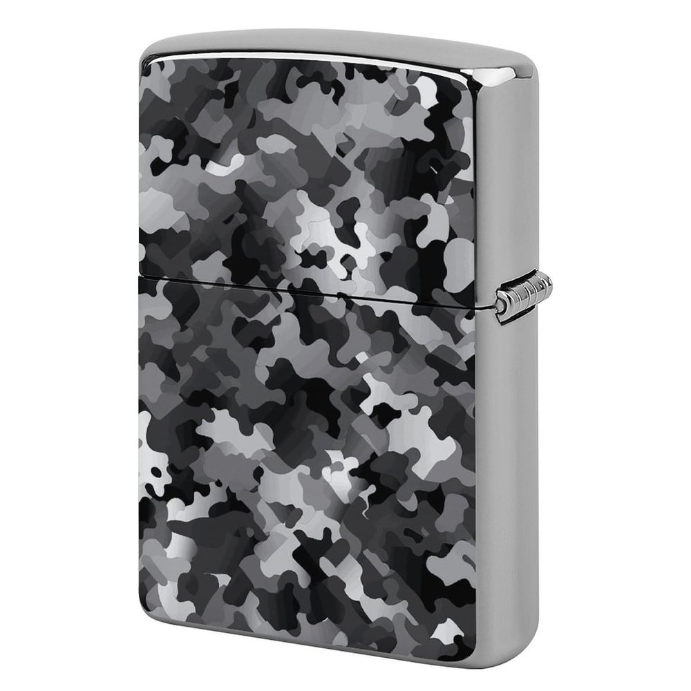 Flip-Top Metal Lighter Case for Outdoor, Windproof Lighters Shell Box for Man, Black White Gray Camouflage Lighters Cover Shell for Protect Lighter, Dad Husband Gift Collect