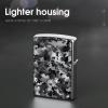 Flip-Top Metal Lighter Case for Outdoor, Windproof Lighters Shell Box for Man, Black White Gray Camouflage Lighters Cover Shell for Protect Lighter, Dad Husband Gift Collect view 4