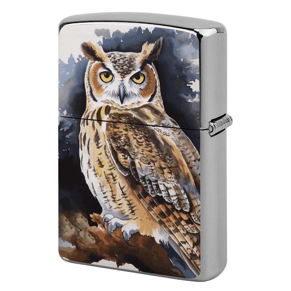 Flip-Top Metal Lighter Case for Outdoor, Windproof Lighters Shell Box for Man, Owl Lighters Cover Shell for Protect Lighter, Gift