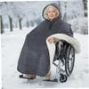 hhhlsl Wheelchair Blanket Warm Fleece-Lined Fabric Wheelchair Poncho with Hood Windproof & Waterproof Full Body Cover for Adults Men Women view 2