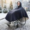 hhhlsl Wheelchair Blanket Warm Fleece-Lined Fabric Wheelchair Poncho with Hood Windproof & Waterproof Full Body Cover for Adults Men Women view 4