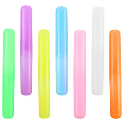 Hemobllo 7Pcs Portable Plastic Toothbrush Cases Travel Toothpaste Storage Box Small Toothbrush Containers for Bathroom School Camping with Protective Covers