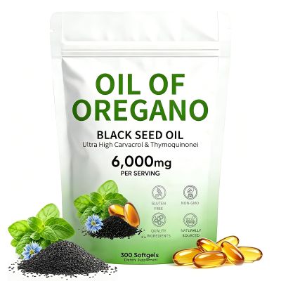 Oil of Oregano Softgels, with Black Seed Oil& Thymoquinone, 300 Count, 6000mg, Non-GMO, 2 in 1 Formulated with 4X Strength Carvacro, Gluten-Free, Plant Based