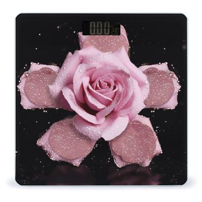 Glitter Pink Rose Digital Bathroom Scale for Body Weight Weighing Scale with Backlit LCD Display High Precision Measurements & Measures Weight Up to 180kg