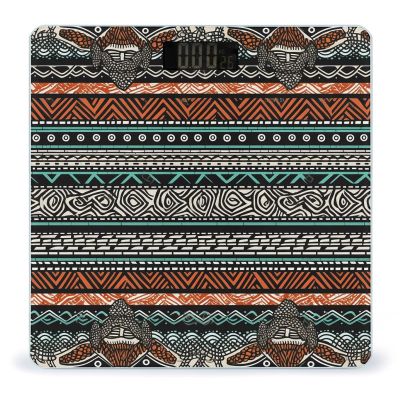 Ethnic Turtle Striped Digital Bathroom Scale for Body Weight Weighing Scale with Backlit LCD Display High Precision Measurements & Measures Weight Up to 180kg