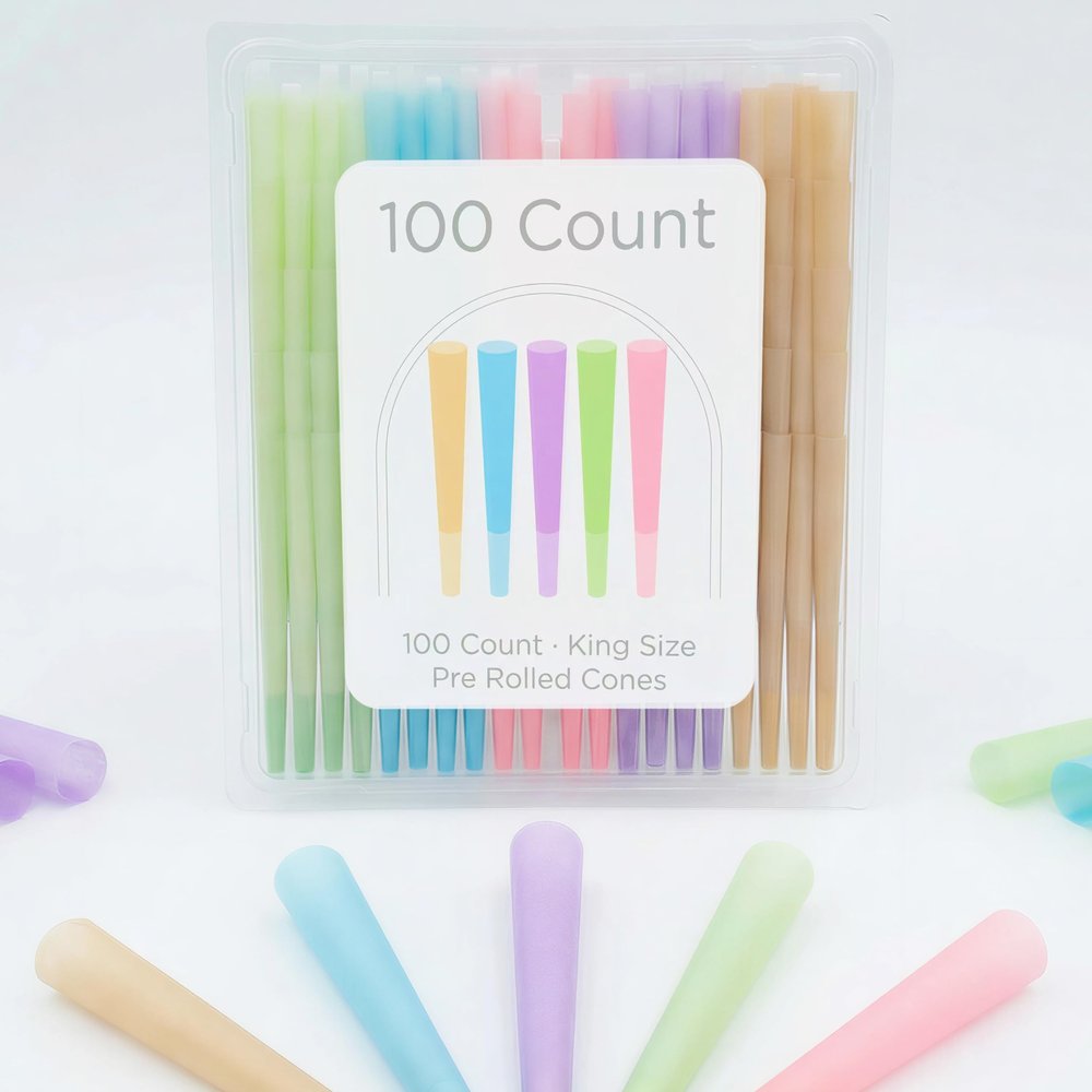 100 Colorful | Cone Rolling Paper with Filling funnels/Mini Scoop/Packing Sticks
