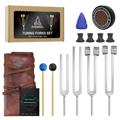 128Hz Tuning Forks for Healing, Professional Medical-Tuning Fork, Essential Yoga and Meditation Accessories, Chakra Sound Therapy Instruments for Chakra Balance, Stress & Sleep, Relaxation