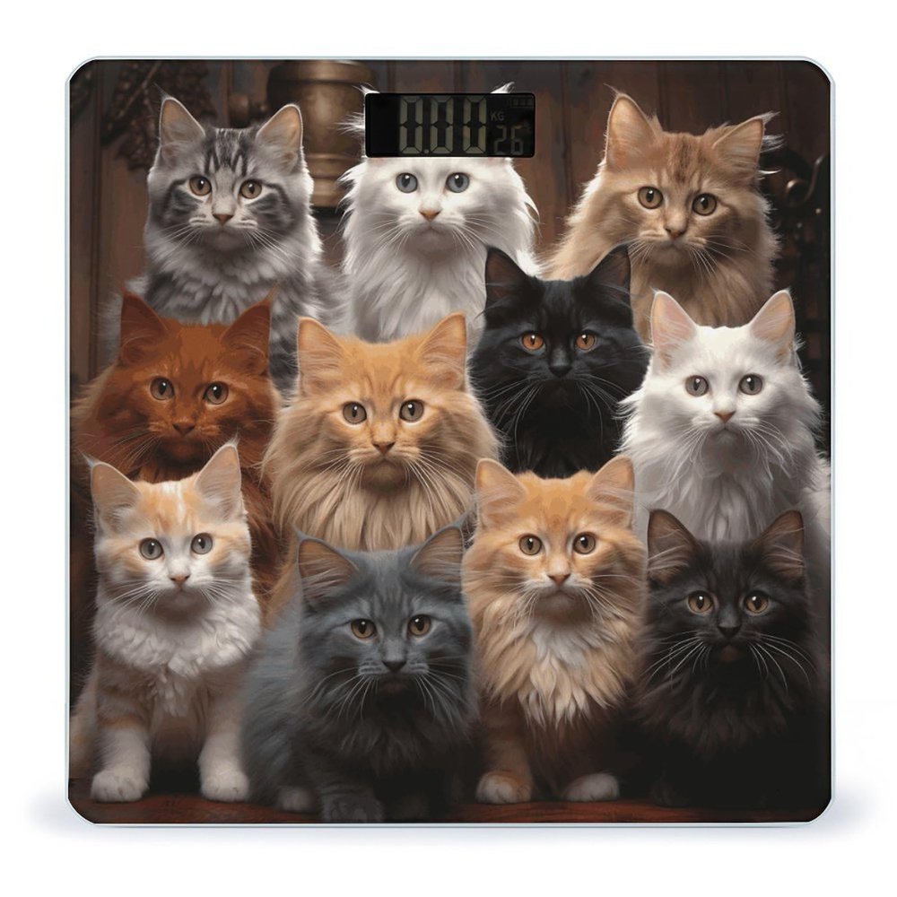 Cat Collection Digital Bathroom Scale for Body Weight Weighing Scale with Backlit LCD Display High Precision Measurements & Measures Weight Up to 180kg