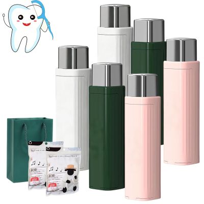 2026 Upgrade Portable Floss Dispenser, Automatic Dental Floss Picks Case with 100 PC Refillable, Flosses Dispenser Refillable, Flosses Pick Box for Dating Travel Home Hotels, Easy to Use (6PC)