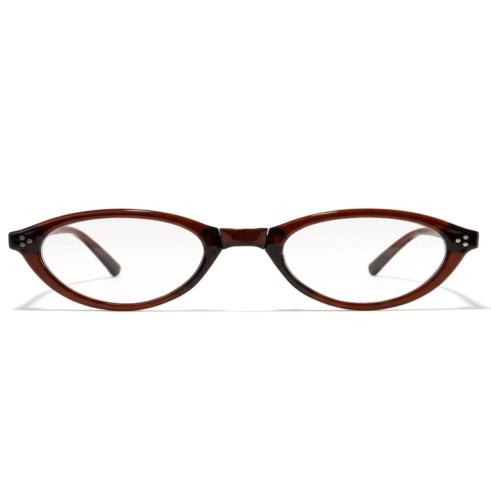 SODQW Foldable Vintage Oval Cat-Eye Blue Light Blocking Glasses for Women Retro Stylish Eyewear for Computer Use