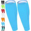 XIRUJNFD Shin Guards Pads Socks for Skiing, Calf Compression Sleeve with Honeycomb Pads for Adults & Teens, Shin Guards Shin Pads Breathable Elastic Anti-Collision (Blue,S(Age 6-10)) view 1