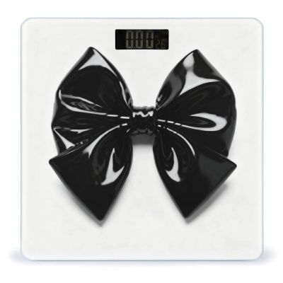 Black Bow Scale for Body Weight Highly Accurate Digital Bathroom Electronic Weighing Machine for People, LCD Display, Large Size, Tempered Glass for Safe Home Use