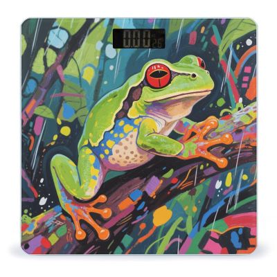 Abstract Frog Scale for Body Weight Highly Accurate Digital Bathroom Electronic Weighing Machine for People, LCD Display, Large Size, Tempered Glass for Safe Home Use