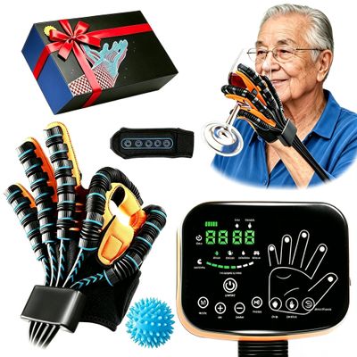 9th Gen Hand Rehabilitation Robot Gloves for Stroke Recovery, Physical Therapy Gloves for Hemiplegia & Arthritis, Finger Exerciser with 4 Modes Mirror Training (Left Hand, M)