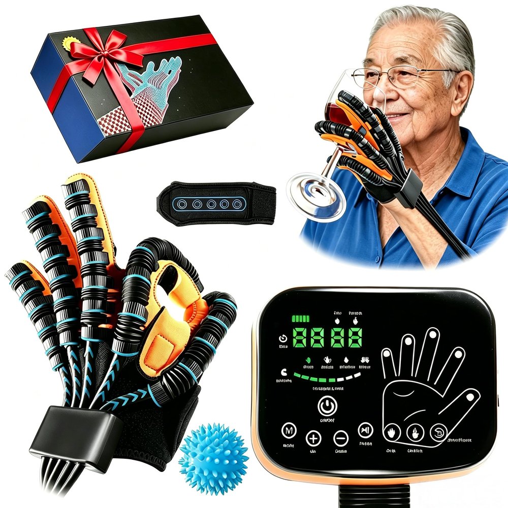 9th Gen Hand Rehabilitation Robot Gloves for Stroke Recovery, Physical Therapy Gloves for Hemiplegia & Arthritis, Finger Exerciser with 4 Modes Mirror Training (Left Hand, M)