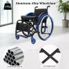 TRGCJGH Portable Folding Sports Wheelchairs, Lightweight Aluminum Alloy Transport Wheelchair with Handbrakes and Quick Release Rear Wheels(Purple,16.5in Seat Width) view 2