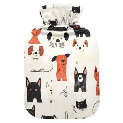 Cartoon Minimalist Dogs Lovely hot Water Bottle with Soft Cover, 2Lwater Bags for Menstrual Cramps,Hand Feet Warmer,bolsas para agua Caliente
