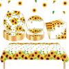 Zhehao 101 Pcs Sunflower Party Tableware Set Yellow Floral Party Supplies Includes 50 Paper Plates, 50 Napkins and 1 Tablecloth for Birthday Wedding Bridal Shower Baby Shower Decorations view 1