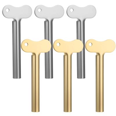 6 Pcs Tube Key Squeezer Set Metal Toothpaste Squeezer Hair Dye Color Key Roller Dispenser Tool Durable Processing Daily Living Tube Squeezing Aids Bathroom Silver Gold