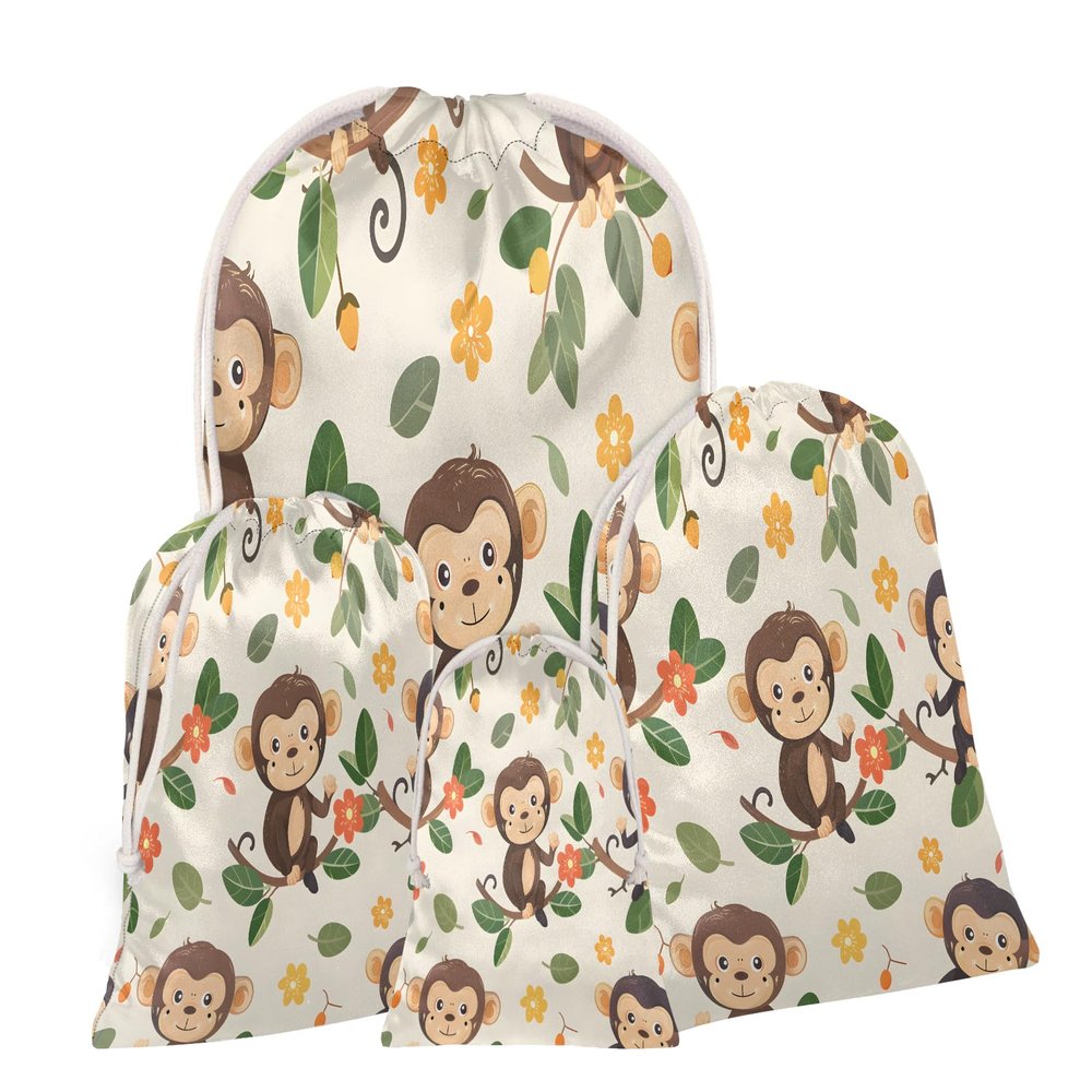 SUHENX Animals Monkey 30cmx40cm Reusable Christmas Gift Bags for Adults, Tropical Jungle Candy BagsIdeal for Exquisite Gifts to Relatives and Friends