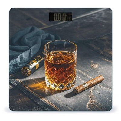 Cigar & Whiskey Bathroom Scale for Body Weight with High Precision Large LCD Backlight Display Digital Weighing Scale with BMI Capacity Up to 180kg