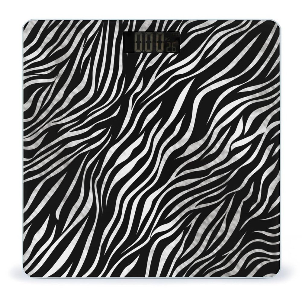 Zebra Print Bathroom Scale for Body Weight with High Precision Large LCD Backlight Display Digital Weighing Scale with BMI Capacity Up to 180kg