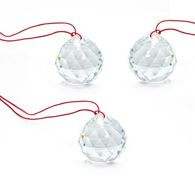 Good Shui Life 40mm Feng Shui Clear Multifaceted Crystal Ball Kit for Energy Adjustment and Harmony in The Home and Office (3-Pack)