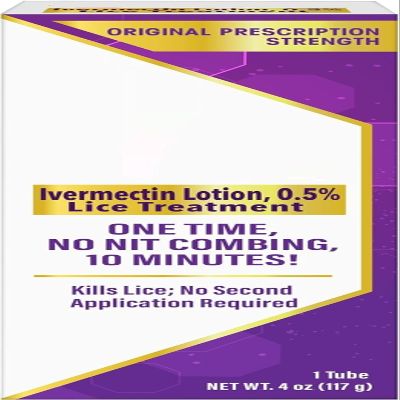 KinQure Head Lice Treatment Prescription Strength Ivermectin Lotion for Children & Adults, Kills Lice Eggs, No Combing Required, Single Application Formula