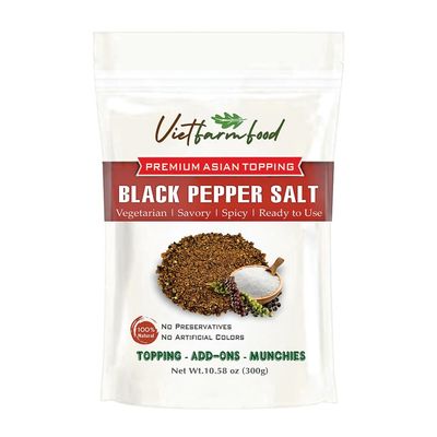 BLACK PEPPER SALT 10.58 Oz (300g) VIETFARMFOOD: Savory & Spicy Ready to Enjoy, Great for Toppings, Snacking or Gifting