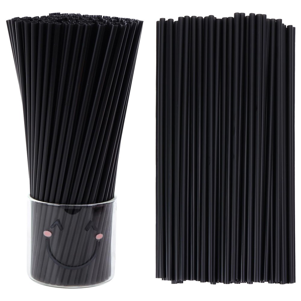 250pcs Plastic Straws Disposable, 10.3 Inches Drinking Straws, Extra Long Straws for 30oz Tumblers, Protein Shakers, Milkshakes & Iced Coffee, Black