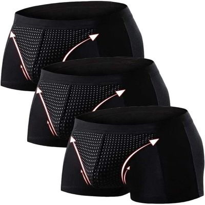 Tourmaline Prostate Therapy Panties 3-Packs Magnetic Therapy Energetic Men Pant Strengthens Kidneys Rapid Growth(5XL) Black