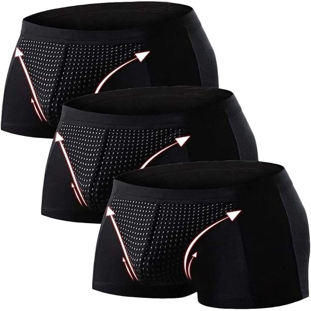 Tourmaline Prostate Therapy Panties 3-Packs Magnetic Therapy Energetic Men Pant Strengthens Kidneys Rapid Growth(5XL) Black