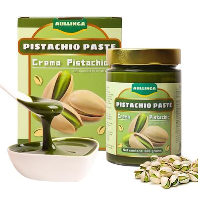 AULLINGA Premium Creamy Pistachio Paste Mixed Cashew Nuts for Baking, 17.6 oz (500g) -Spread for Desserts, Pastries, Dubai Chocolate BarGreen