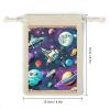 BTCOWZRV 8-Pack Cotton Linen Bunches Pocket Retro Space Theme Drawstring Pouches, Reusable Gift Bags Sachet Bag Portable Jewelry Pouch for Wedding Party DIY Craft (4.9 X 6.7 Inch) view 2
