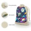 BTCOWZRV 8-Pack Cotton Linen Bunches Pocket Retro Space Theme Drawstring Pouches, Reusable Gift Bags Sachet Bag Portable Jewelry Pouch for Wedding Party DIY Craft (4.9 X 6.7 Inch) view 3