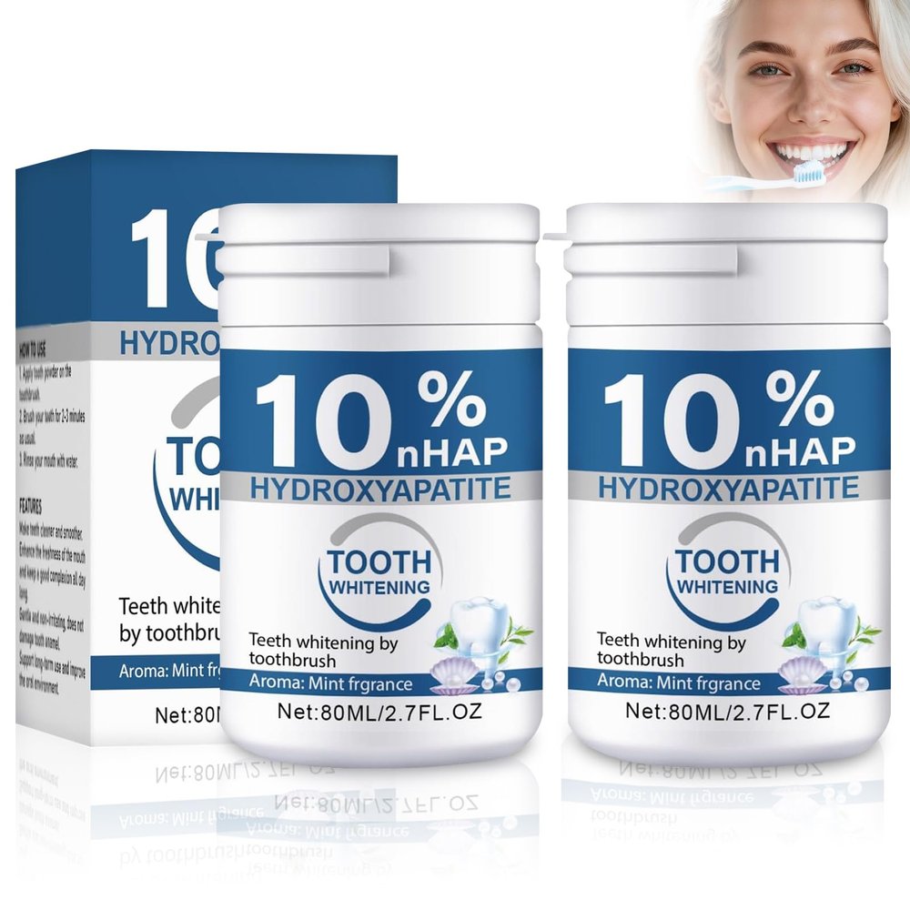 Microcrystalline Hydroxyapatite Powder, 10% Hydroxyapatite Tooth Powder Hydroxyapatites Toothpaste Powders 2 Pack / 80g