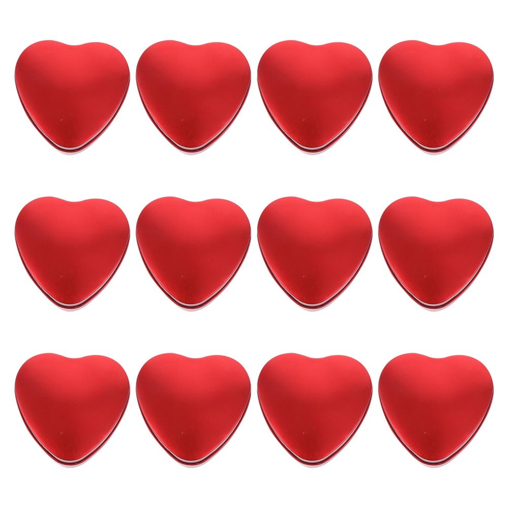 HONMEET 12Pcs Heart Shaped Tinplate Candy Boxes Wedding Favor Containers with Sealing for Chocolates Biscuits Party Packing