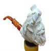 Meerschaum Online Block Meerschaum Dionysos Pipe, Hand-Carved Classical God Portrait with Vine and Grapeleaf Relief, 100% Natural White Meerschaum, 180mm Length view 2
