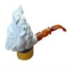Meerschaum Online Block Meerschaum Dionysos Pipe, Hand-Carved Classical God Portrait with Vine and Grapeleaf Relief, 100% Natural White Meerschaum, 180mm Length view 4