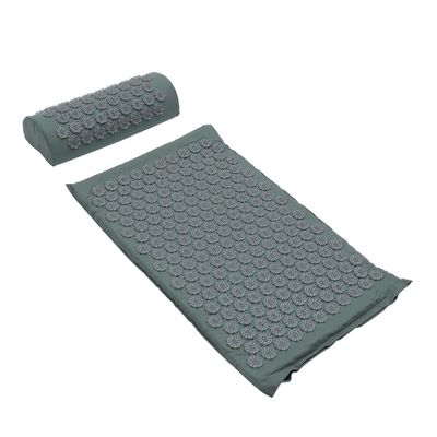 HONMEET 2Pcs Acupoint Massage Pillow with Non-Slip Yoga Mat Grey for Neck Back Relief and Improved Circulation Press-Resistant Acupuncture Massage Mat with Carry Bag for Home Relaxation