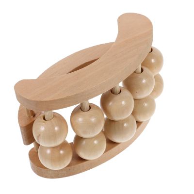 WATIIFUFU Portable Wooden Dual Row Back Massager Manual Handheld Muscle Relaxation Tool for Home Office Travel with Natural Wood Construction for Safe Trigger Point Therapy