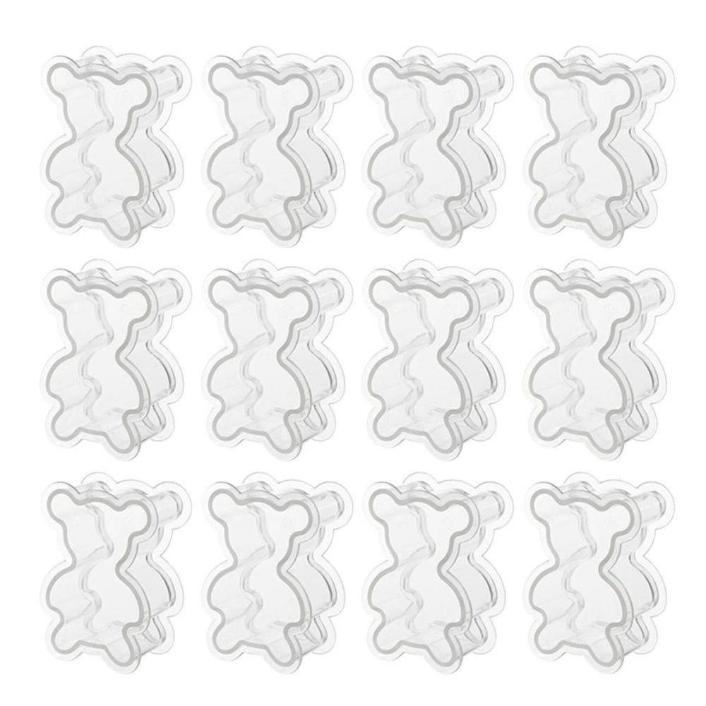 Healvian 12pcs Transparent Bear Candy Boxes with Lids Cute Party Favor Containers for Wedding Birthday Festival Candy Storage and Packaging