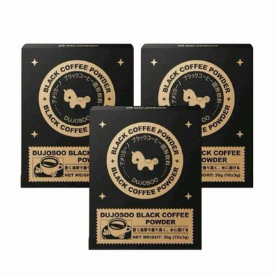 DUJOSOO Black Coffee Powder Premium Instant Arabica Rich Aroma 10 Sachets (3, 30g)